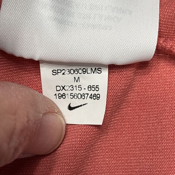 Nike Women’s Crop Long Sleeve Nike Tape Logo - Size Medium / Coral - Picture 12 of 12